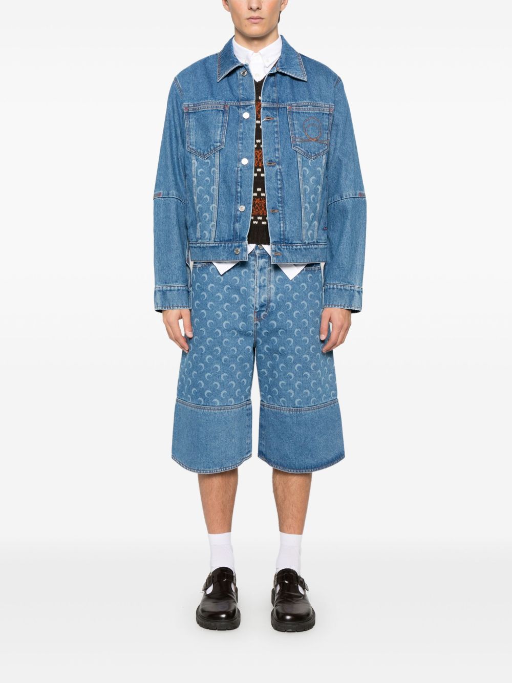 Marine Serre crescent moon-print denim jacket-Jackets-Marine Serre-50-Urbanheer