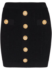 Balmain Button Embellished Knitted Skirt