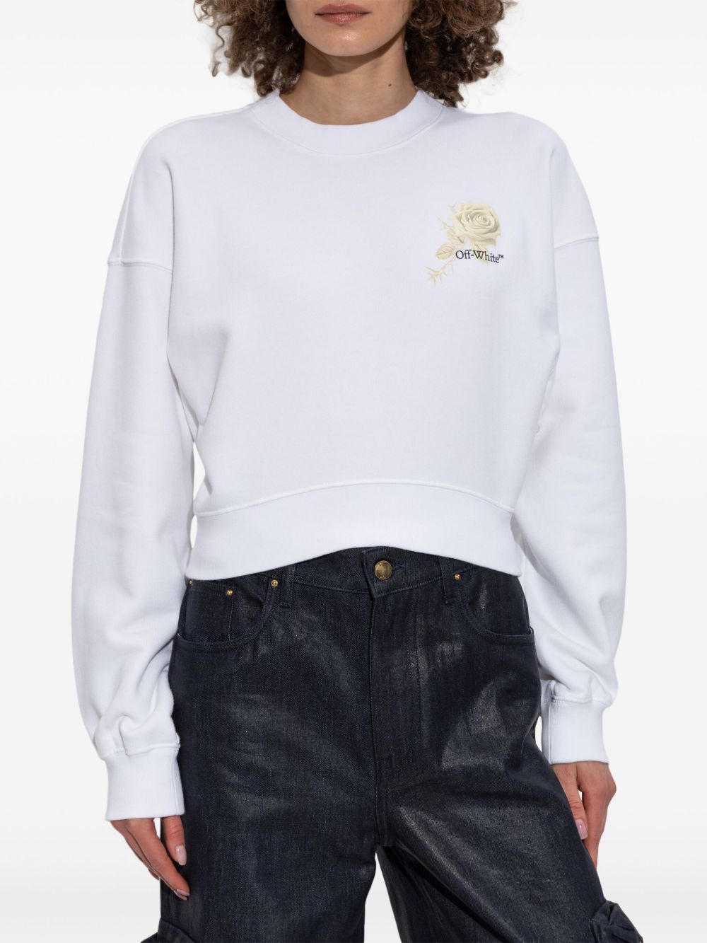 Off White logo-print cropped sweatshirt-Topwear-Off White-L-Urbanheer