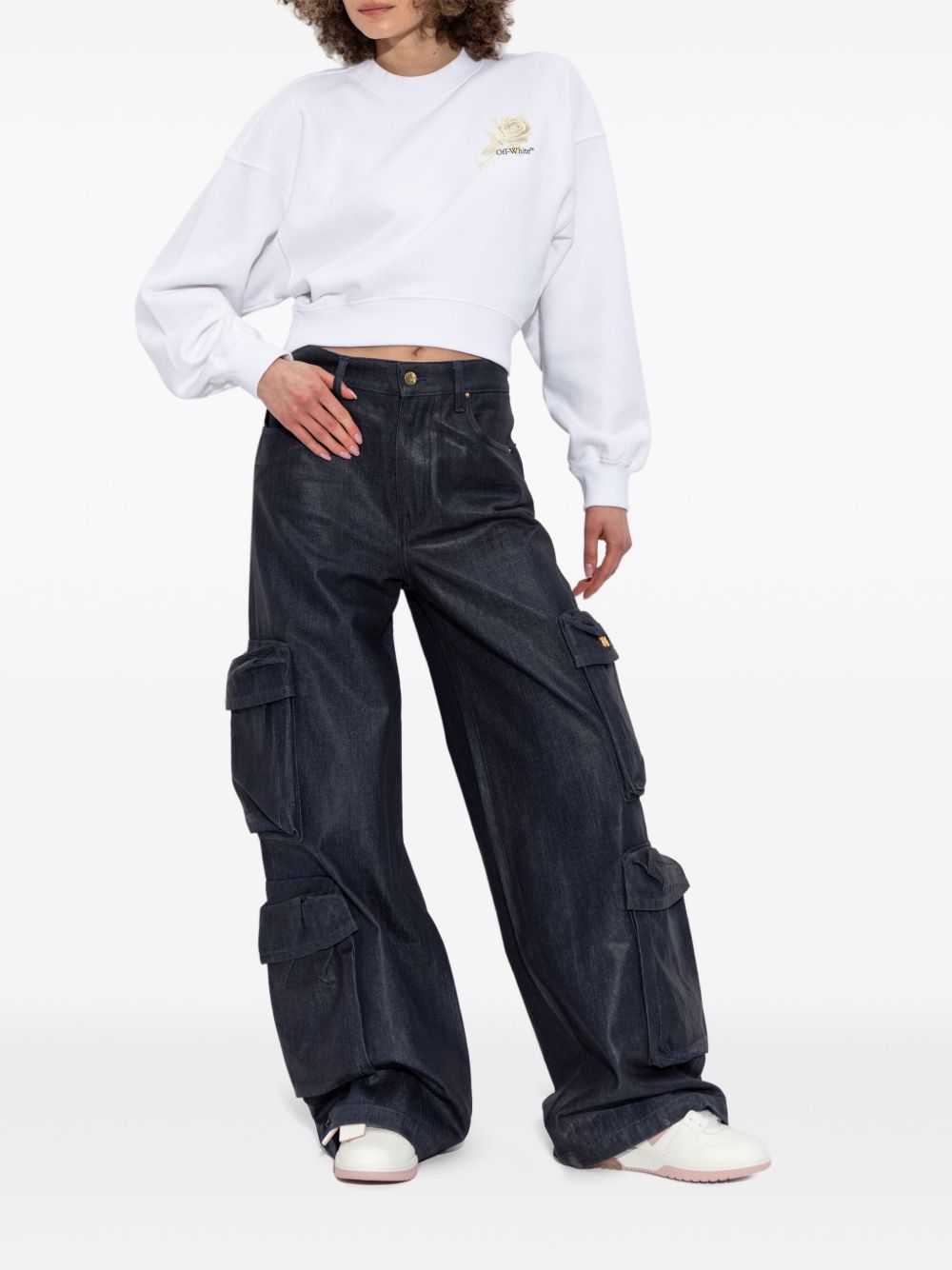 Off White logo-print cropped sweatshirt-Topwear-Off White-L-Urbanheer