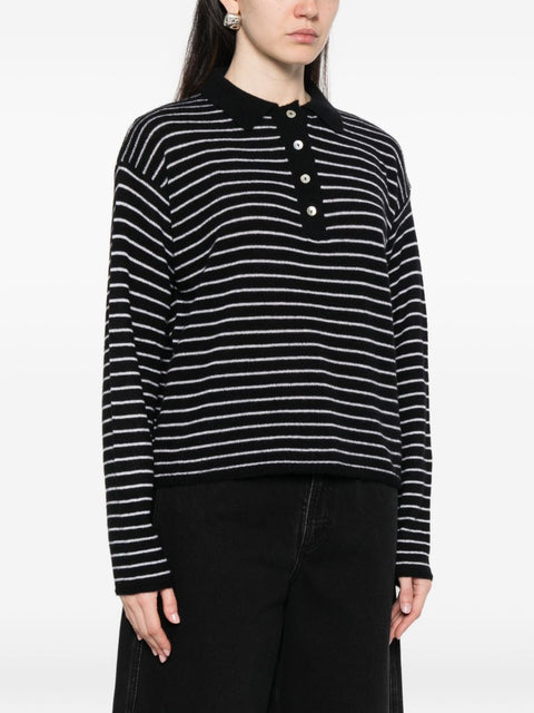 Beyou Cashmere striped polo shirt