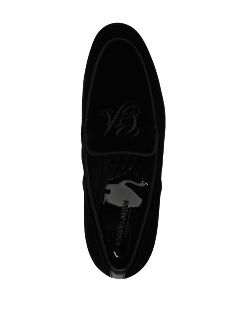 Giorgio Armani Embroidered logo velvet loafers