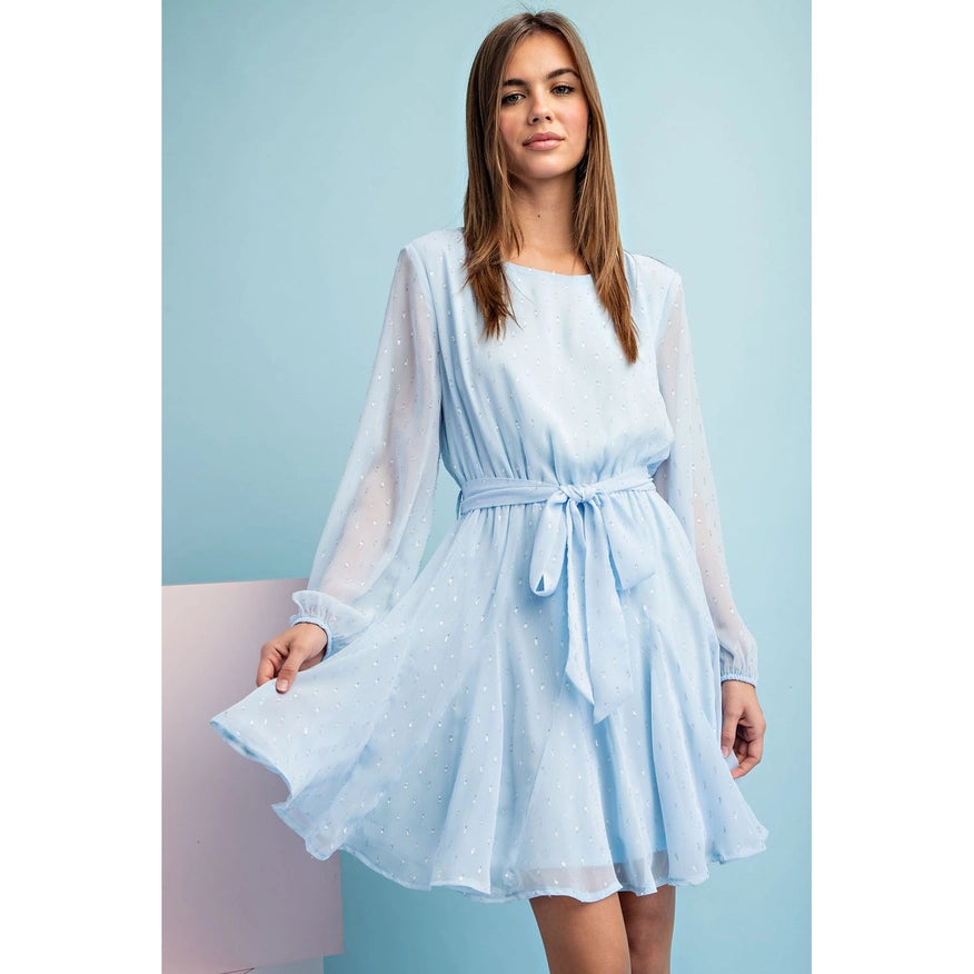 Long Sleeves Mini Dress Periwinkle-Dress-Faith Apparel-S-Urbanheer