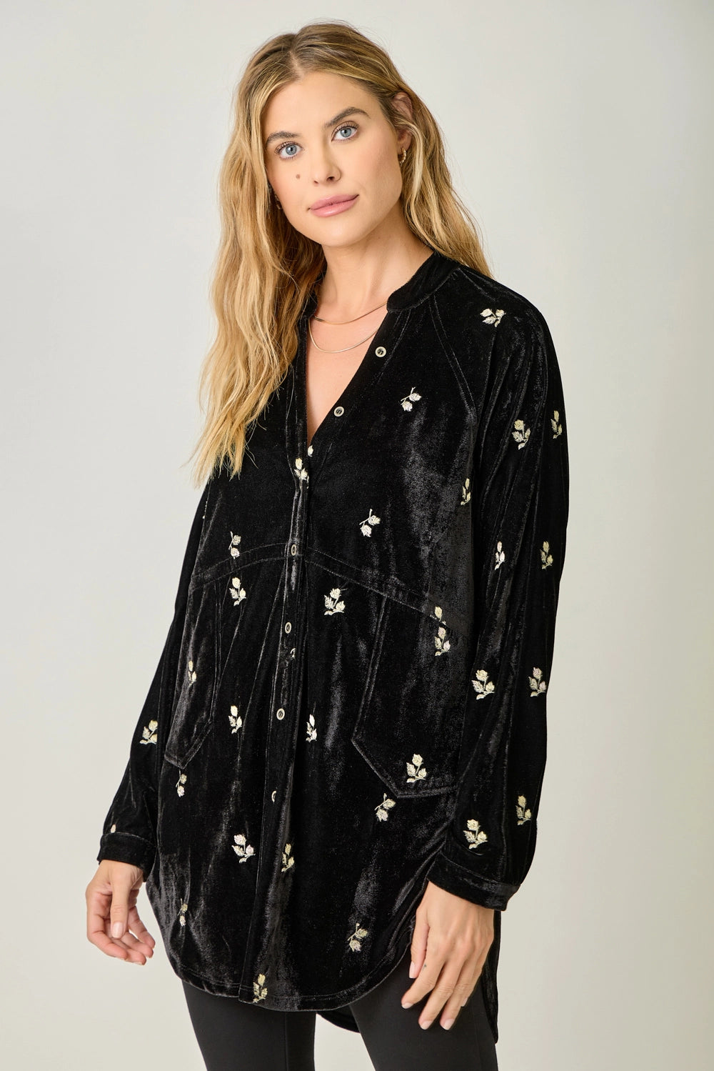 Embroidery Velvet Shirt