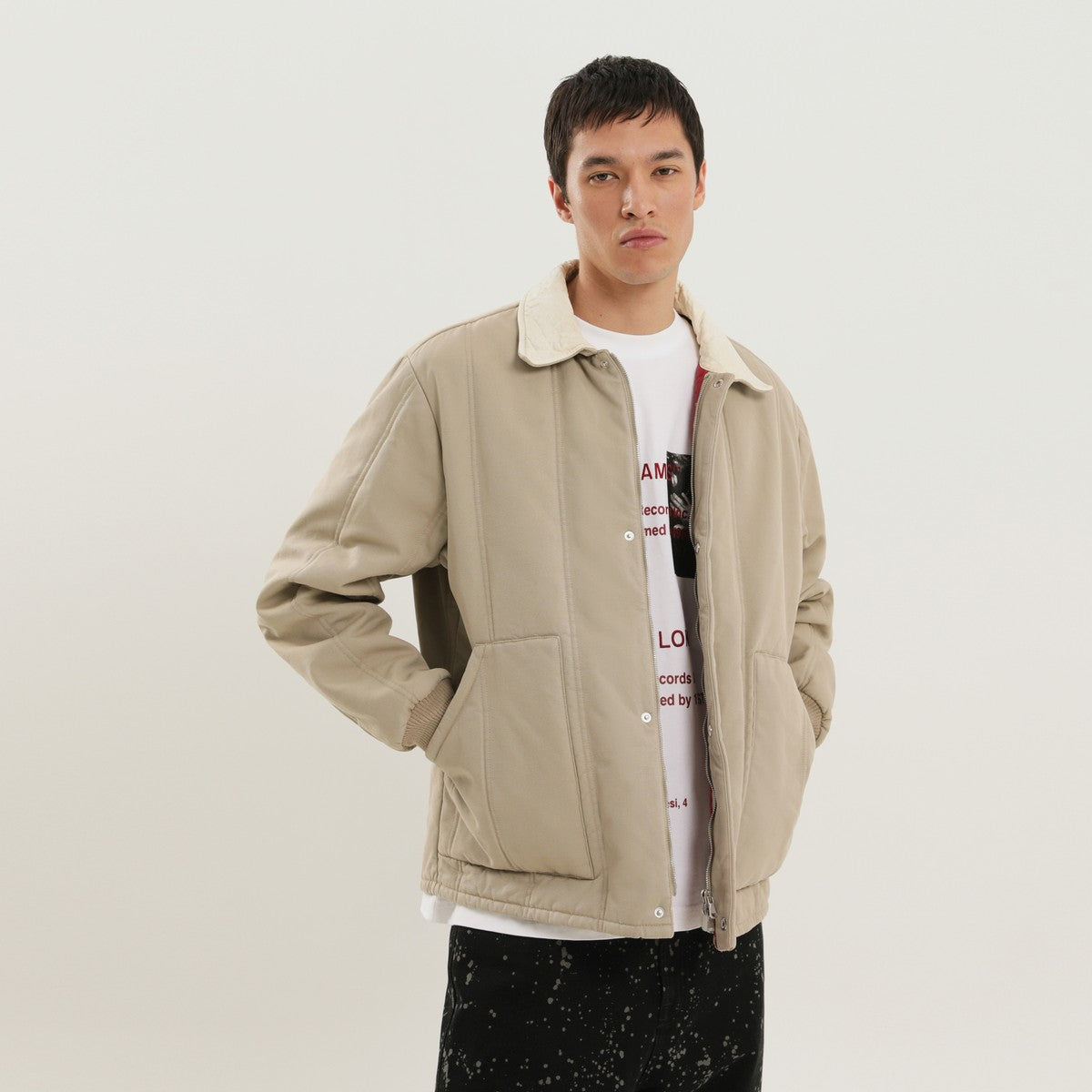 1989 STUDIO Beige padded canvas jacket