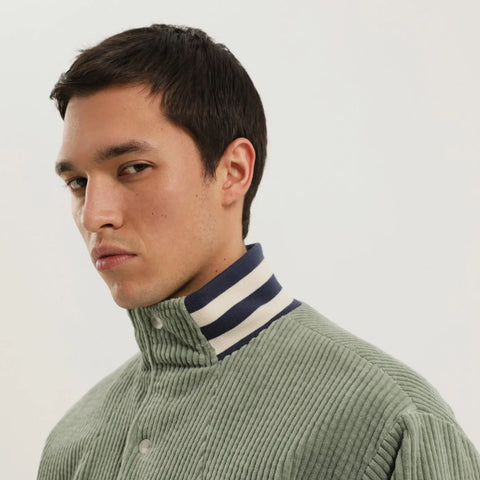 1989 STUDIO Light green corduroy varsity jacket