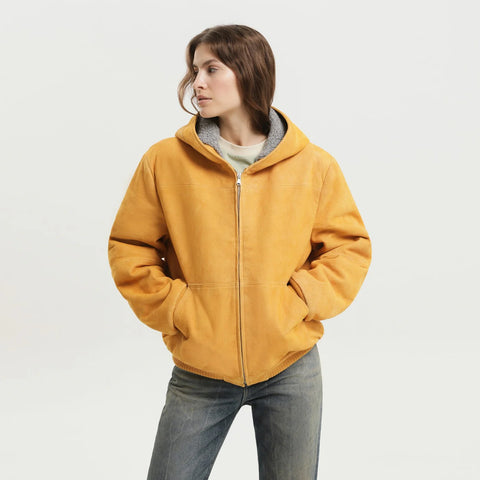 1989 STUDIO Yellow suede hoodie