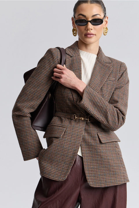 Houndstooth Belted Blazer