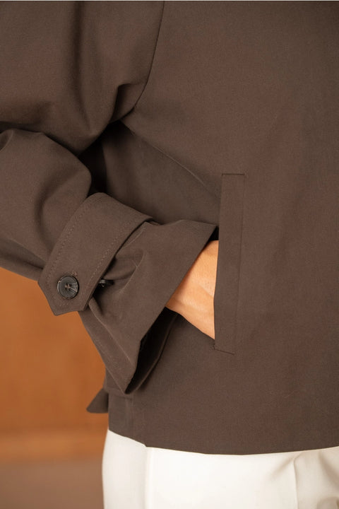 Utility Short Jacket with Lapels That Can Be Turned Up Into A Stand-Up Collar