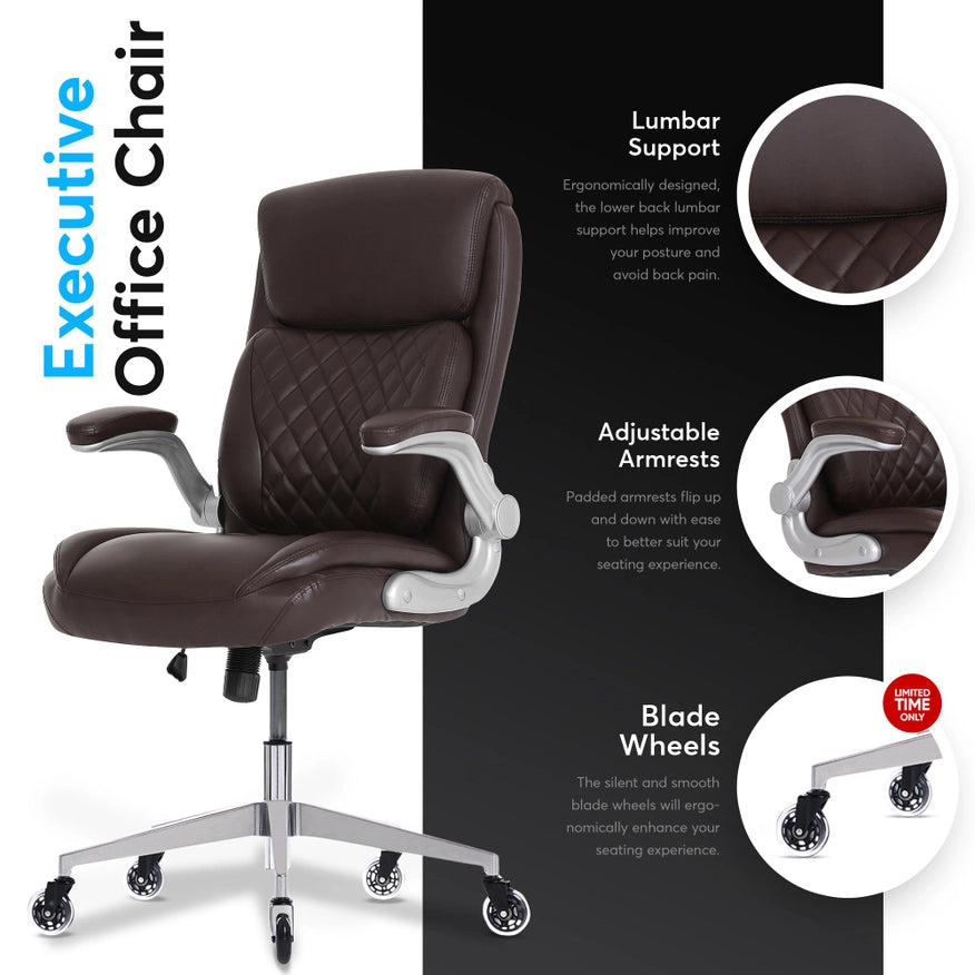 Ergoace Executive Ergonomic Office Chair Brown-Office Chairs-Oline-Cream-Urbanheer