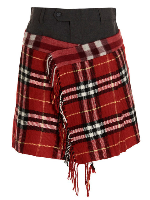 1/Off Check Scarf Reworked Skirt