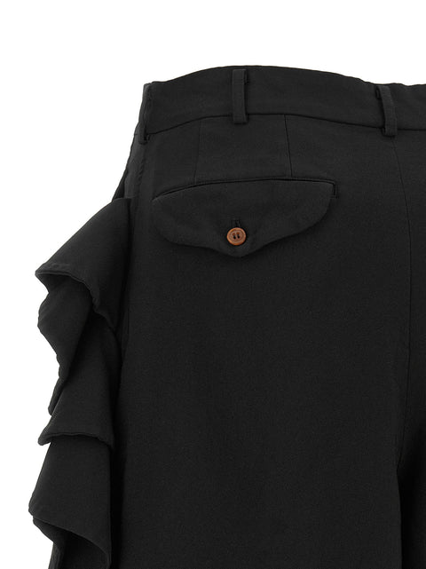 Comme Des Garcons Black Sculptural Ruffle Bermuda Shorts