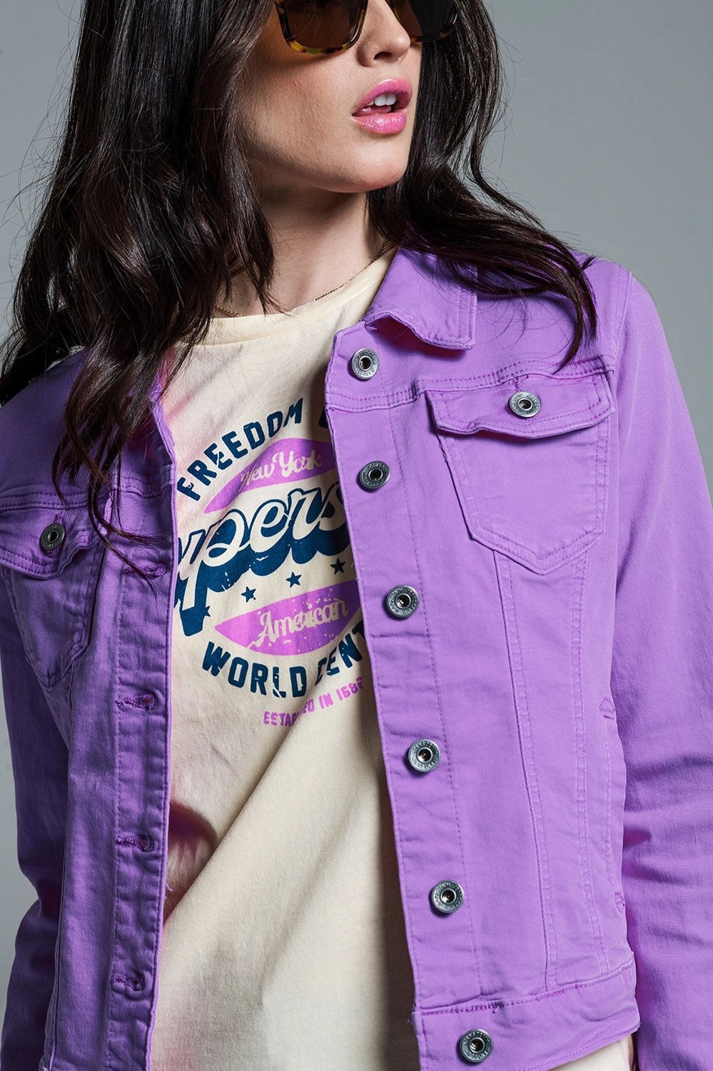Slim Denim Trucker Jacket In Lilac-Jacket-Q2-S-Lilac-Urbanheer