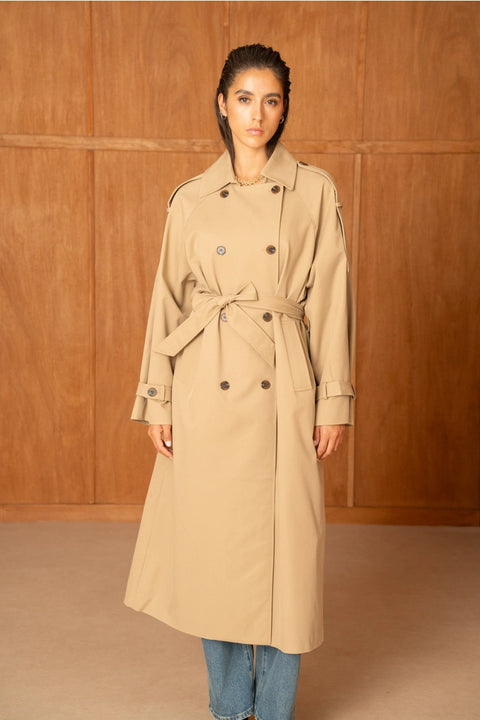 Utility Oversized Long Double-Breasted Trench