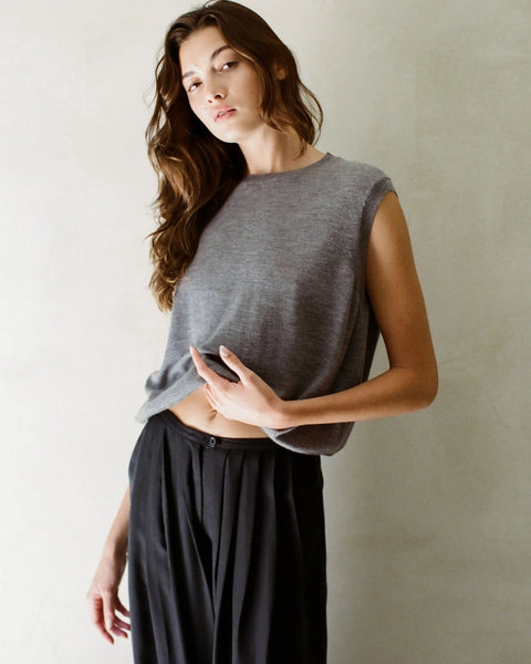Cashmere Round Neck Sleeveless Vest Top