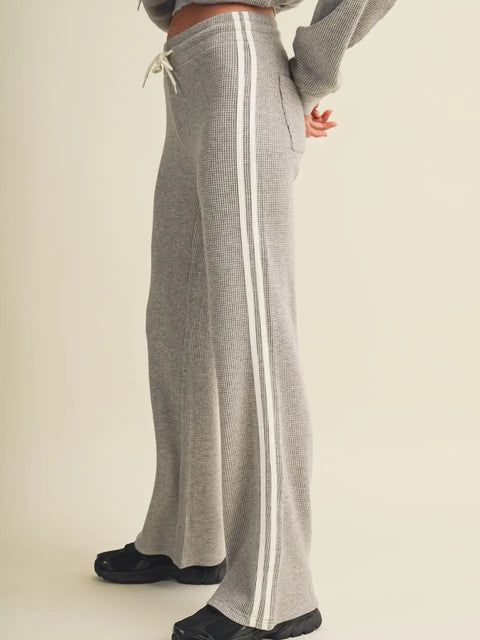 Side Stripe Cozy Waffle Knit Pants