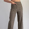 Gingham Ruffle Trim Straight Leg Pants