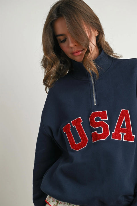 Quarter Zip Long Sleeve Sweatshirt