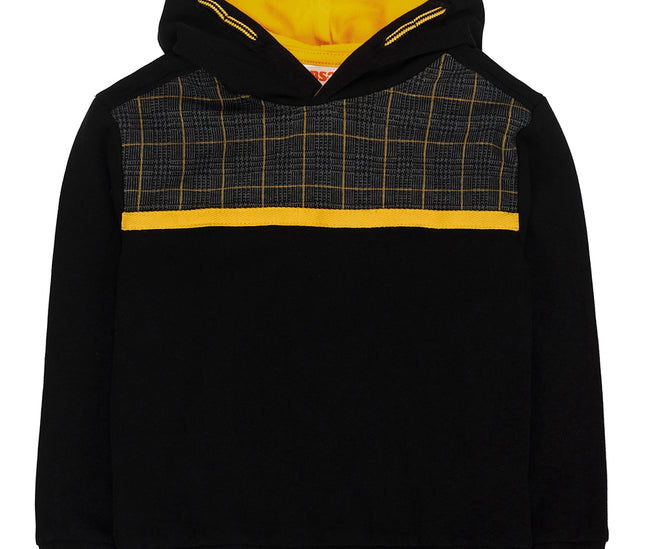 Boy'S Black Cotton Fleece Sweatshirt With Hood.-UBS2-Urbanheer