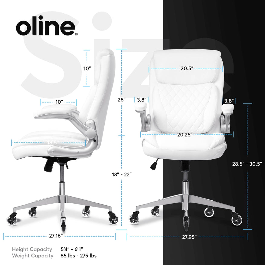 Ergoace Executive Ergonomic Office Chair White-Office Chairs-Oline-White-Urbanheer
