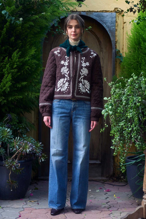 Floral Embroidered Quilted Jacket
