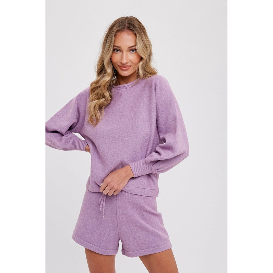 Sweater Lounge Set Lavender-Sets-Pink Irene Wholesale-S-Urbanheer
