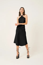 Serena Halter Neck Satin Midi Dress-Clothing - Women-Amy Lynn-S-Black-Urbanheer