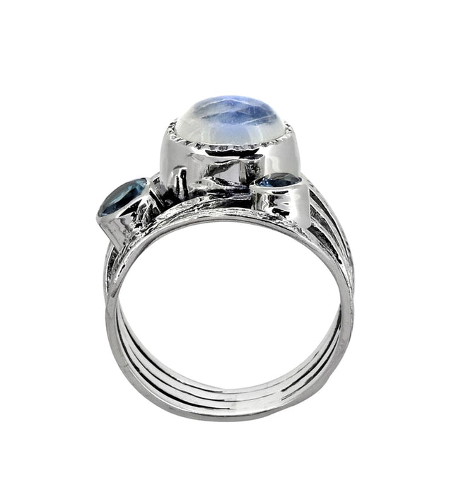 Moonstone London Blue Topaz 925 Sterling Silver Bypass Ring-Ring-Tiramisu-Urbanheer