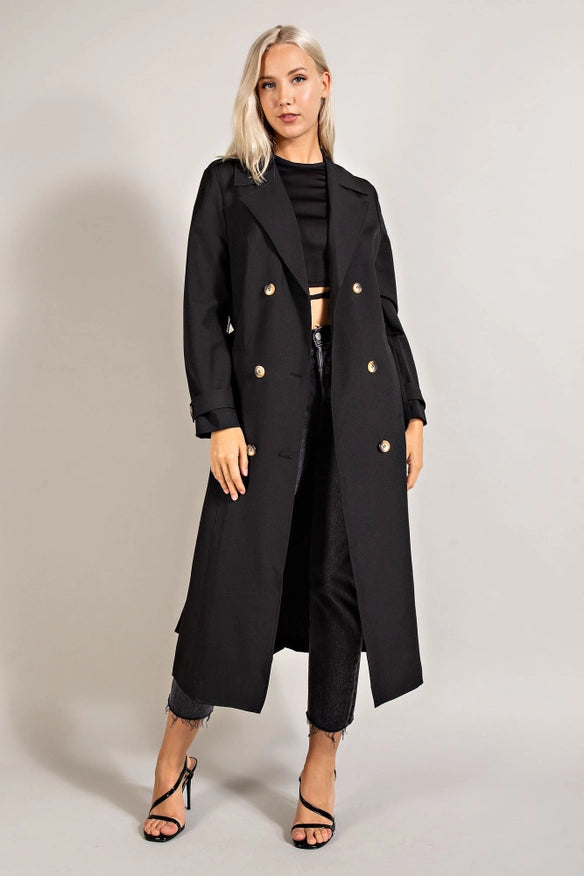 Double Breasted Trench Coat Black-COAT-EDIT by NINE-S-Urbanheer