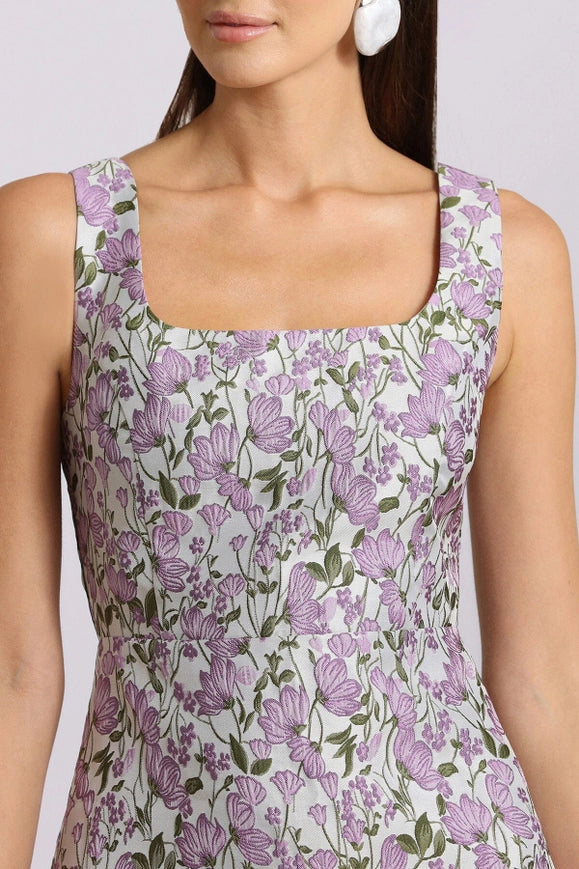 Floral Jacquard Tailored Mini Dress-dress-Avec Les Filles-Urbanheer