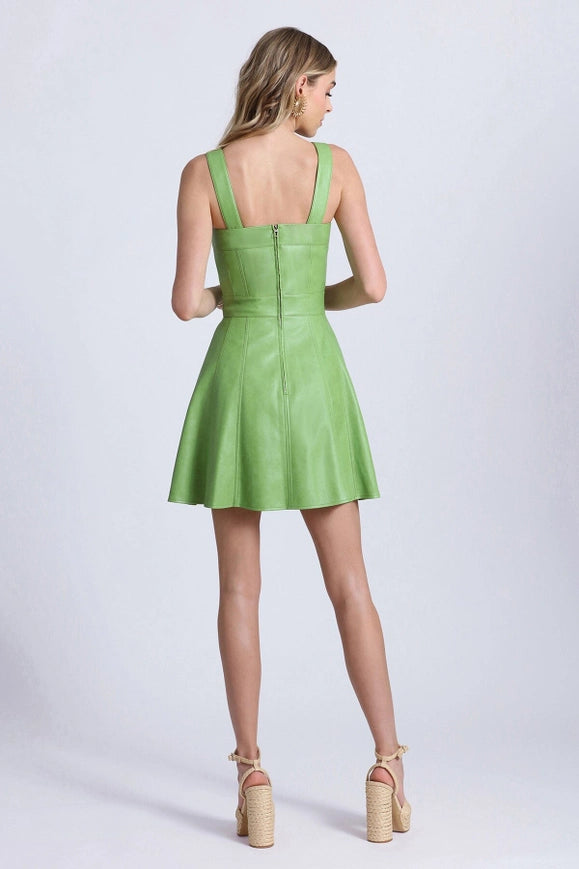 Faux-Ever Leather™ Fit-And-Flare Mini Dress Botanical Green-dress-Avec Les Filles-Urbanheer