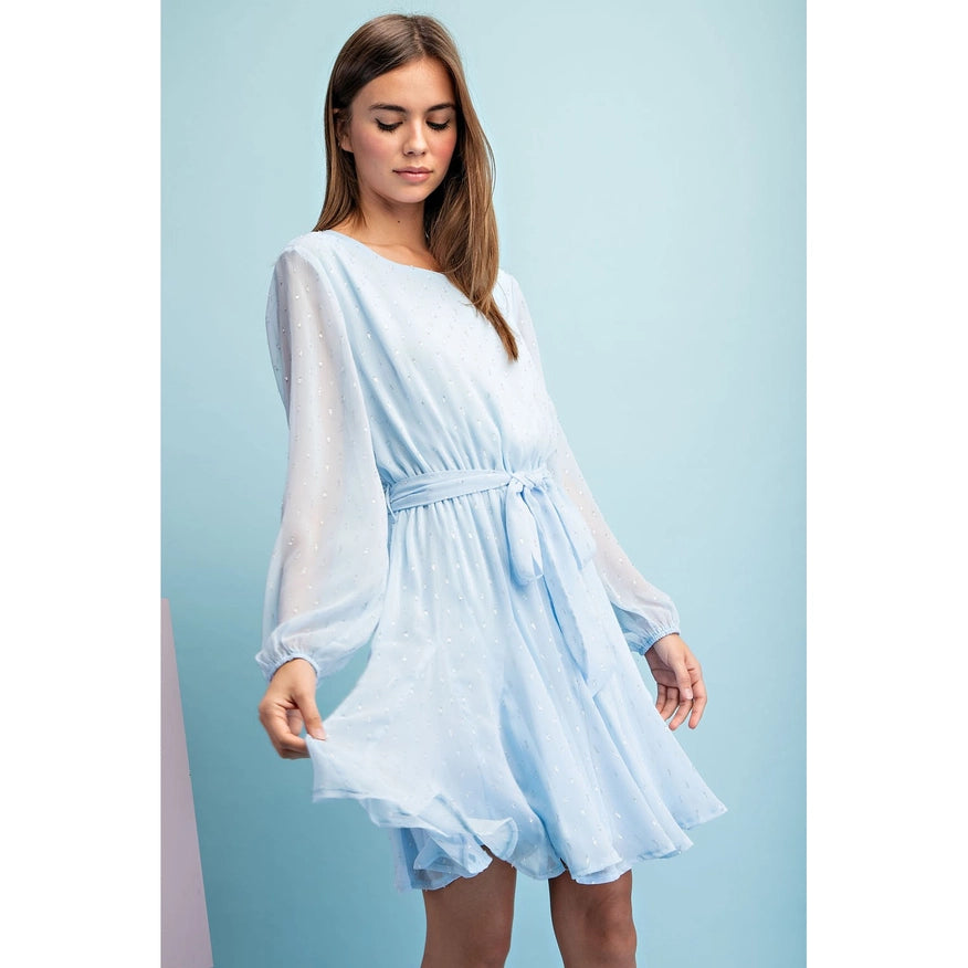 Long Sleeves Mini Dress Periwinkle-Dress-Faith Apparel-S-Urbanheer
