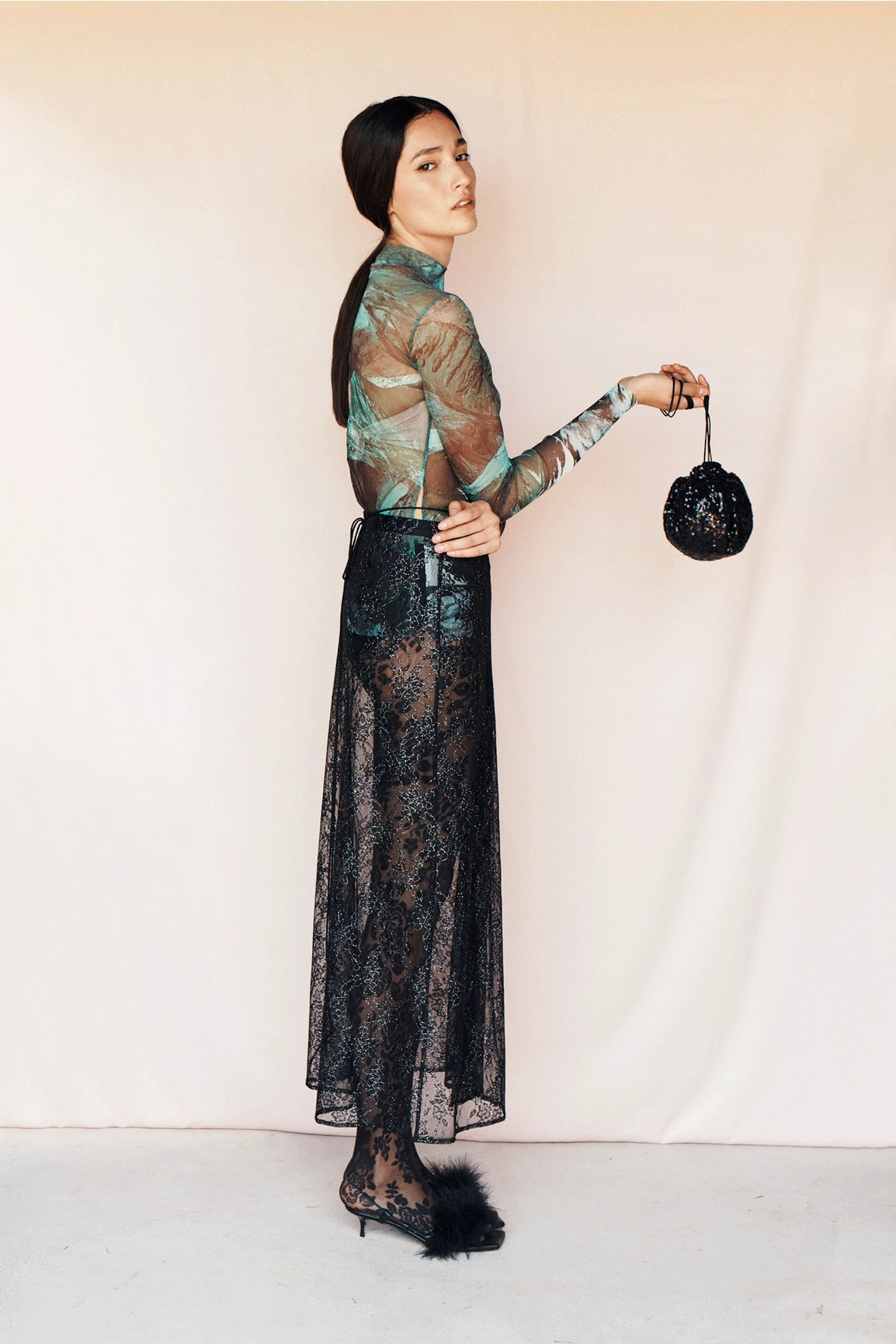 Mara Sheer Top - Landscape-Clothing - Women-eikō ai-S-Urbanheer