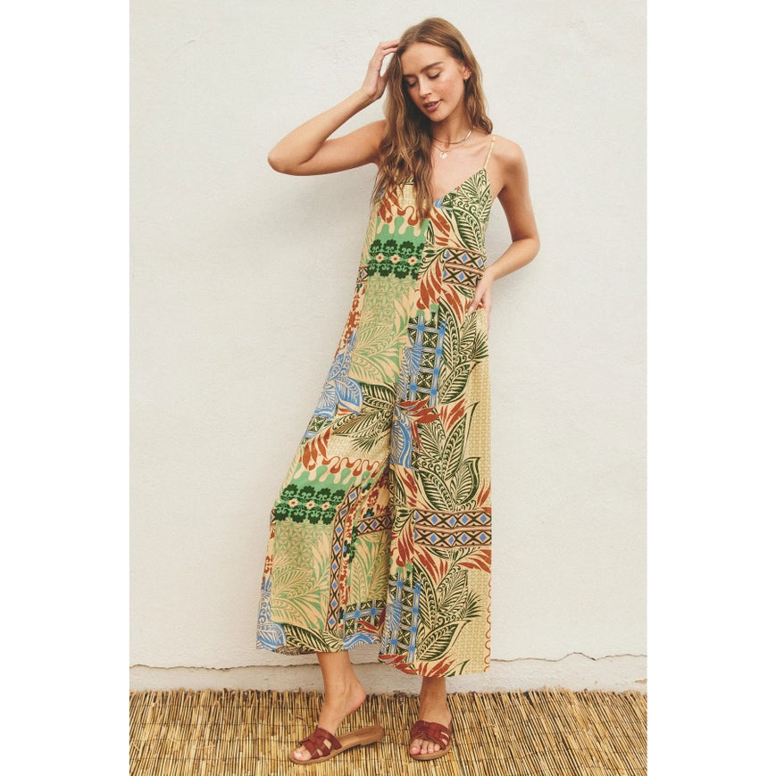 Desert Bliss Tie Back Detail Jumpsuit-Jumpsuit-Dress Forum-NATURAL/BLUE-S-Urbanheer