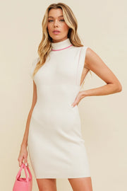Sleeveless Knit Bodycon Mini Dress.-Dress-Cloud Ten-White-S-Urbanheer
