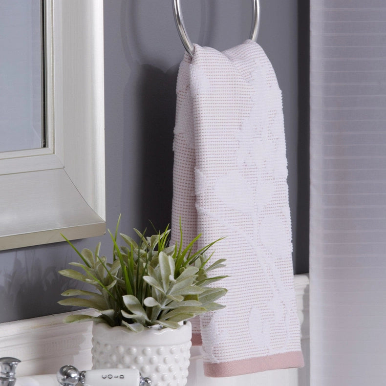 2 Pack Cotton Bath Towels - Roselyn Collection-Towel-BH Collective-White / Mauve-Urbanheer