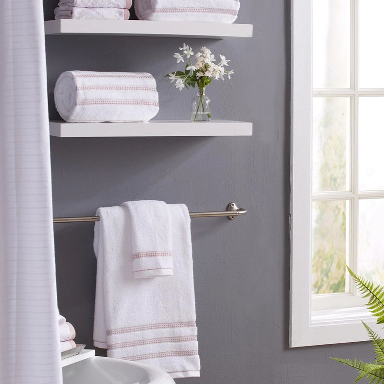 2 Pack Cotton Bath Towels - Roselyn Collection-Towel-BH Collective-White / Mauve-Urbanheer