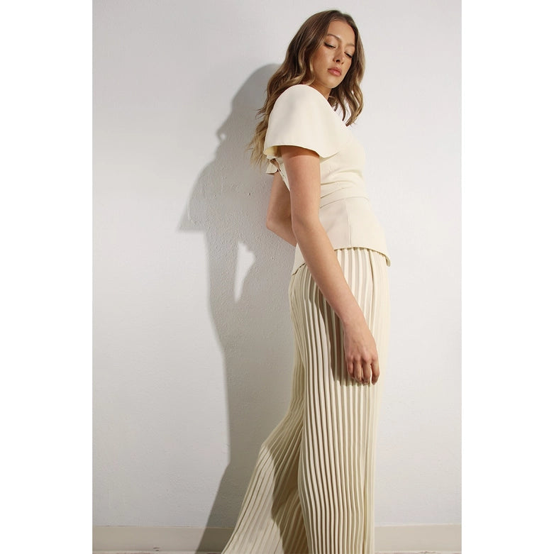 2 Tops and Pants Belt Set CREAM BEIGE-Set-Mulla-S-CREAM BEIGE-Urbanheer