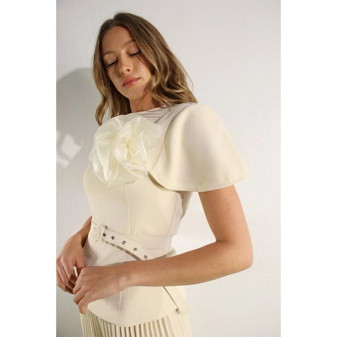 2 Tops and Pants Belt Set CREAM BEIGE-Set-Mulla-S-CREAM BEIGE-Urbanheer