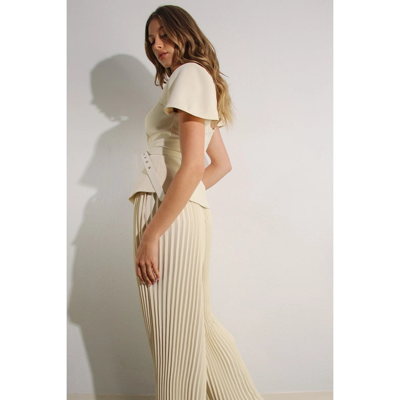 2 Tops and Pants Belt Set CREAM BEIGE-Set-Mulla-S-CREAM BEIGE-Urbanheer