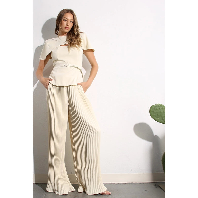 2 Tops and Pants Belt Set CREAM BEIGE-Set-Mulla-S-CREAM BEIGE-Urbanheer