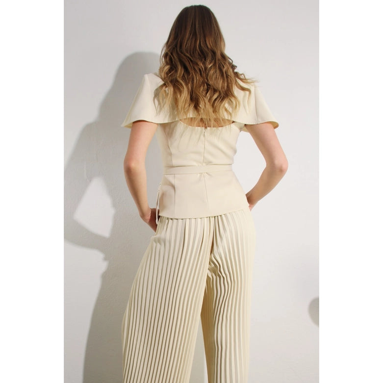 2 Tops and Pants Belt Set CREAM BEIGE-Set-Mulla-S-CREAM BEIGE-Urbanheer