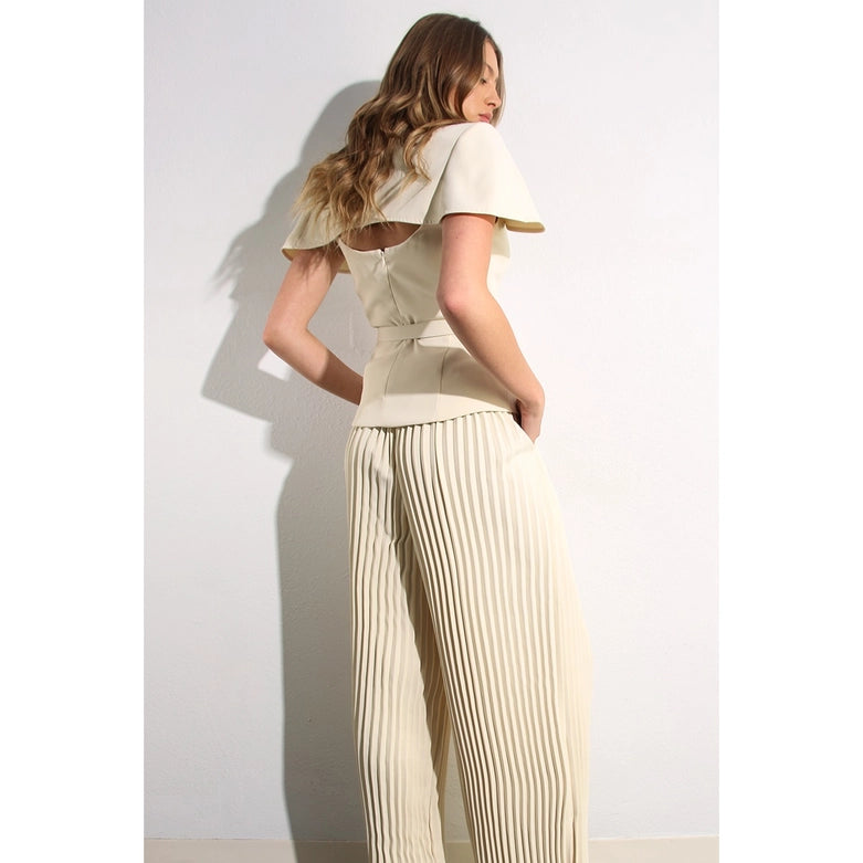 2 Tops and Pants Belt Set CREAM BEIGE-Set-Mulla-S-CREAM BEIGE-Urbanheer