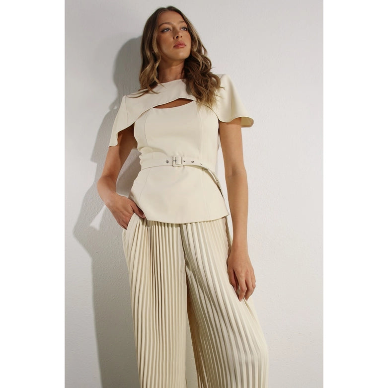 2 Tops and Pants Belt Set CREAM BEIGE-Set-Mulla-S-CREAM BEIGE-Urbanheer