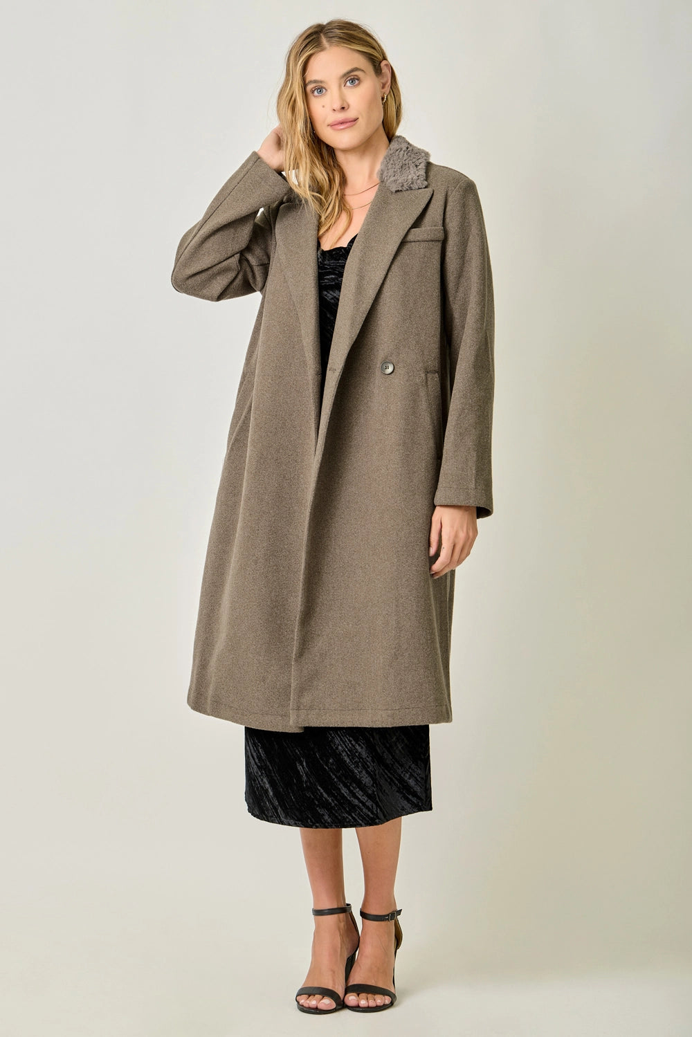 Fur Collar Long Coat
