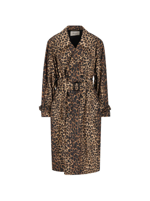 Saint Laurent Coats LEOPARD PRINT