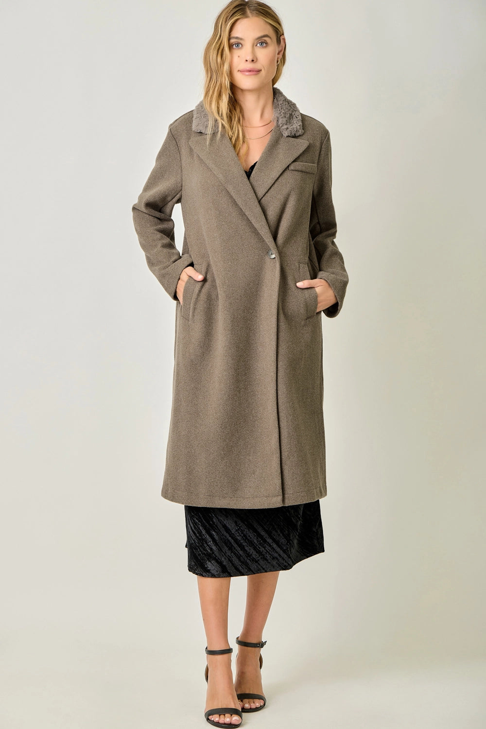 Fur Collar Long Coat
