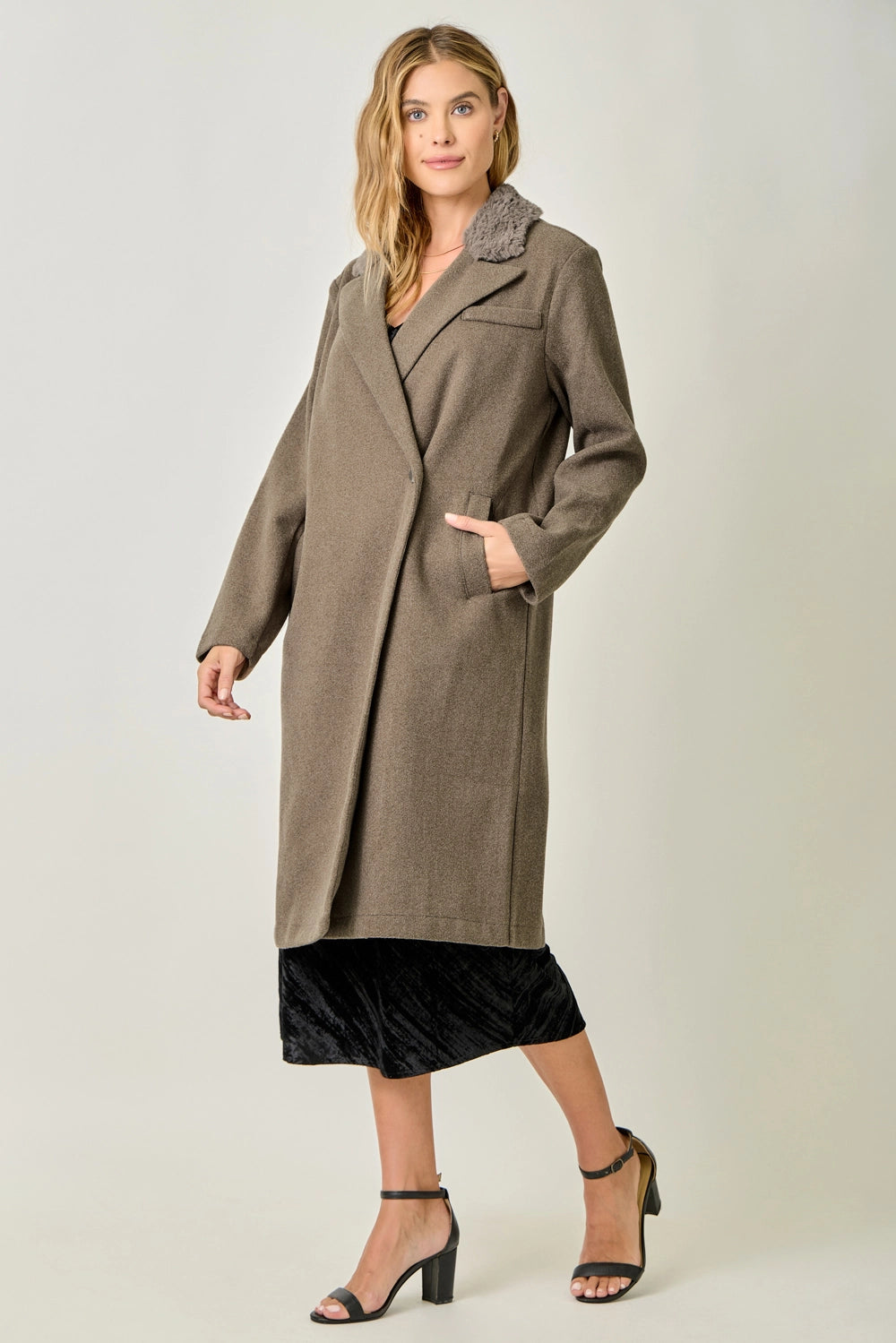 Fur Collar Long Coat