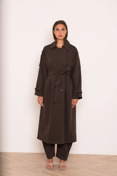 Utility Oversized Long Double-Breasted Trench