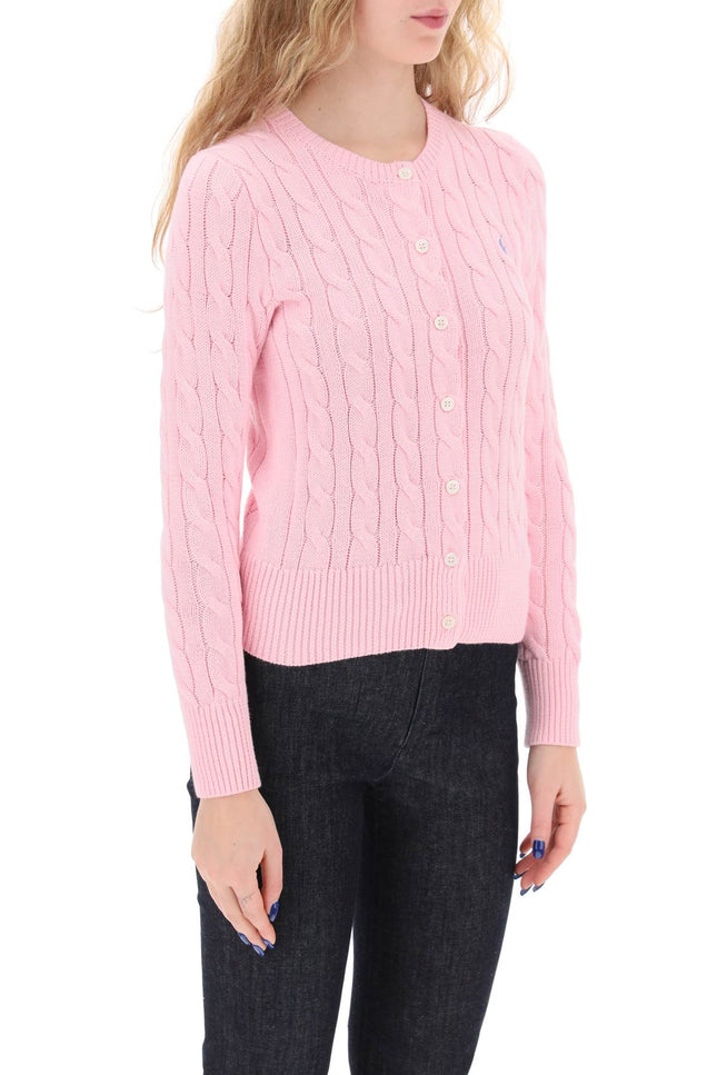 Polo Ralph Lauren Cable Knit Cotton Cardigan Pink-POLO RALPH LAUREN-Urbanheer